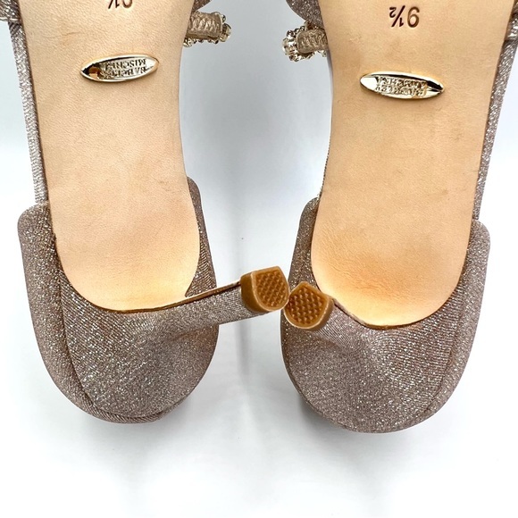 Badgley Mischka Size 9.5 Nathalie Champagne Jeweled Point Toe Heels Pumps Shoes - Picture 13 of 15